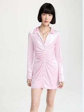 Freepeople Shayla Velvet Minidress In baby pink size large ruched size large